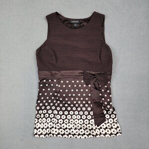 Bebe Tank Top Shirt Blouse Womens Size XS Sleeveless Floral Print Bow Zip Side